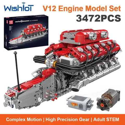 10169 V12 Engine Model 3472pcs Building Block set Assembly Ornament Kit DIY Toys for Christmas Gifts