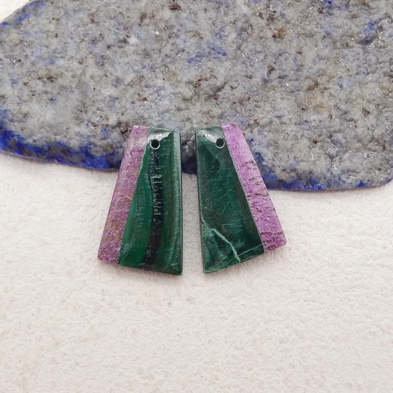 

Handmade Jewelry Natural Stone Malachite African Purple Stone Fashion Earrings Accessories For Women 21x13x4mm 5g