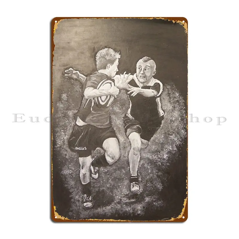 Rugby Battle Metal Plaque Poster Pub Plates Cinema Club Personalized Cave Tin Sign Poster