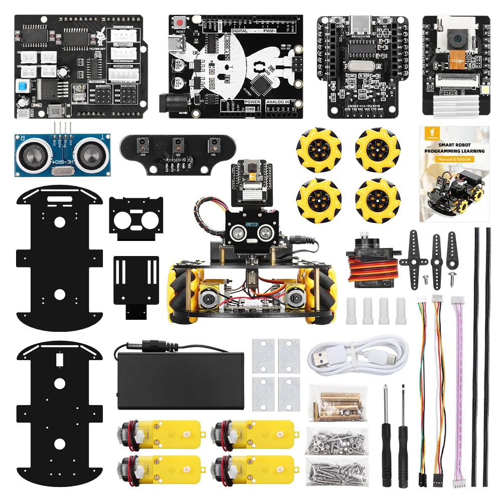 ชุดคิตสำหรับรถยนต์อัจฉริยะ ESP 32สำหรับการเขียนโปรแกรม Arduino พร้อมกล้องและรหัสเรียนรู้ทักษะการพัฒนาชุดอิเล็กทรอนิกส์อัจฉริยะ DIY แบบสมบูรณ์