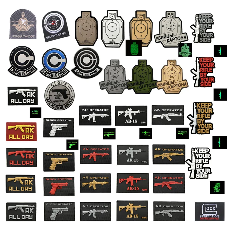 3D PVC Glock Target Embroidery Armband CAPSULE CORP Tactical IR Reflective AIRSOFTER Magic Outdoor Backpack Morale Badge