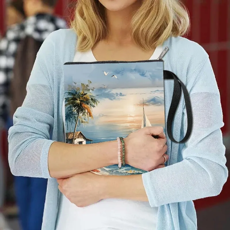 1pc 海辺の風景ブックスリーブココナッツツリーブックプロテクタービーチブックカバーペーパーバック用洗える生地布