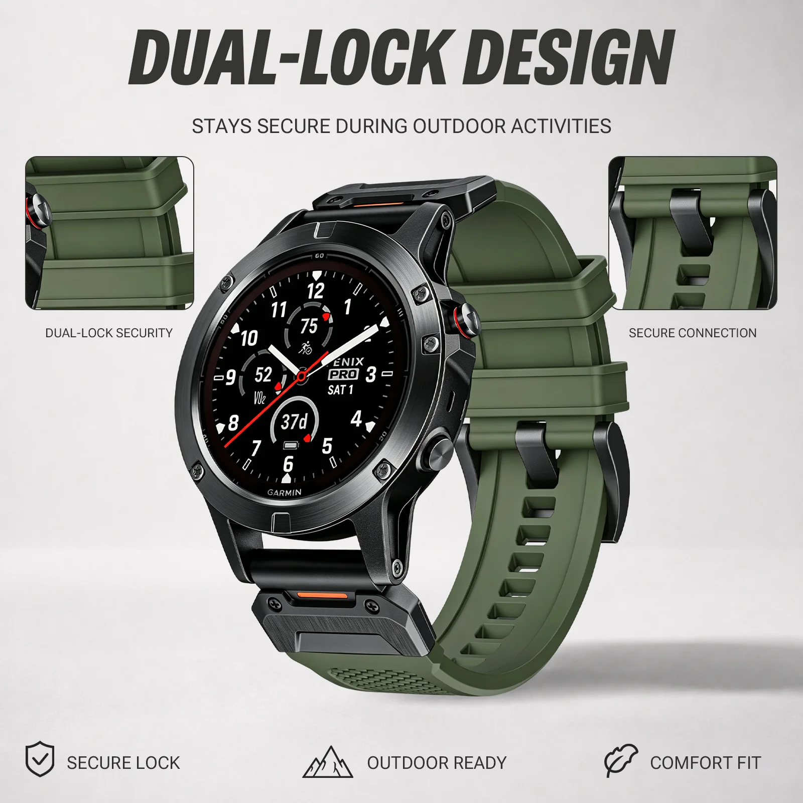 QuickFit 22mm 26mm Outdoor Stainless Steel Rubber Strap For Garmin Fenix 8 7X 7 6X Epix Enduro Forerunner 970 965 Sport Band 1PC