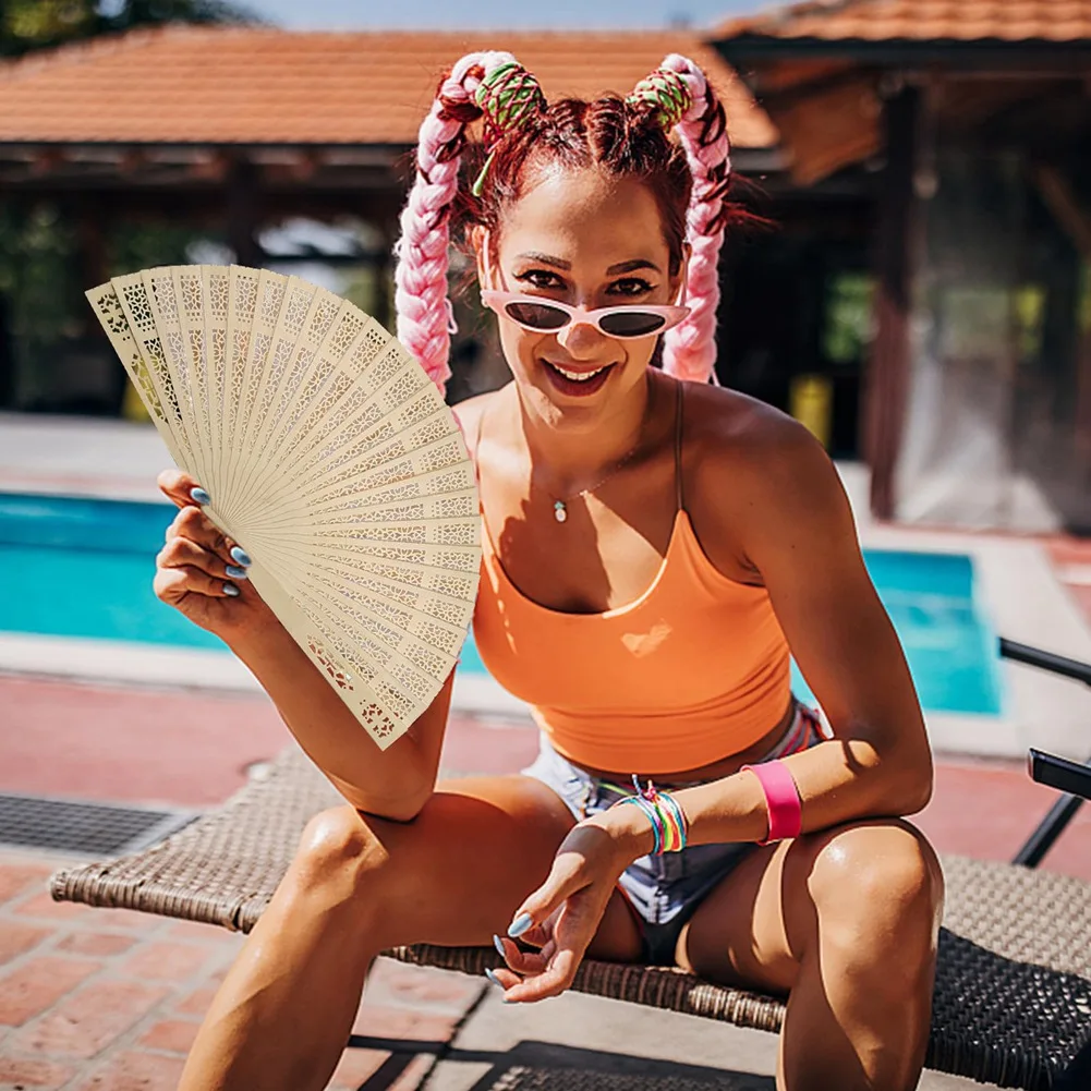 12 buah kipas tangan kayu, kipas lipat kayu banyak, kipas Cina Vintage, kipas tangan dapat dilipat untuk wanita, hadiah pernikahan & ulang tahun