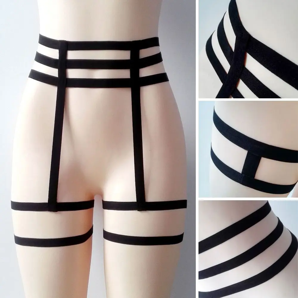 1PC Sexy Women Elastic Cage Harness Hollow Leg Garter Belt Suspender Strap Underwear Fashion Choker Chain