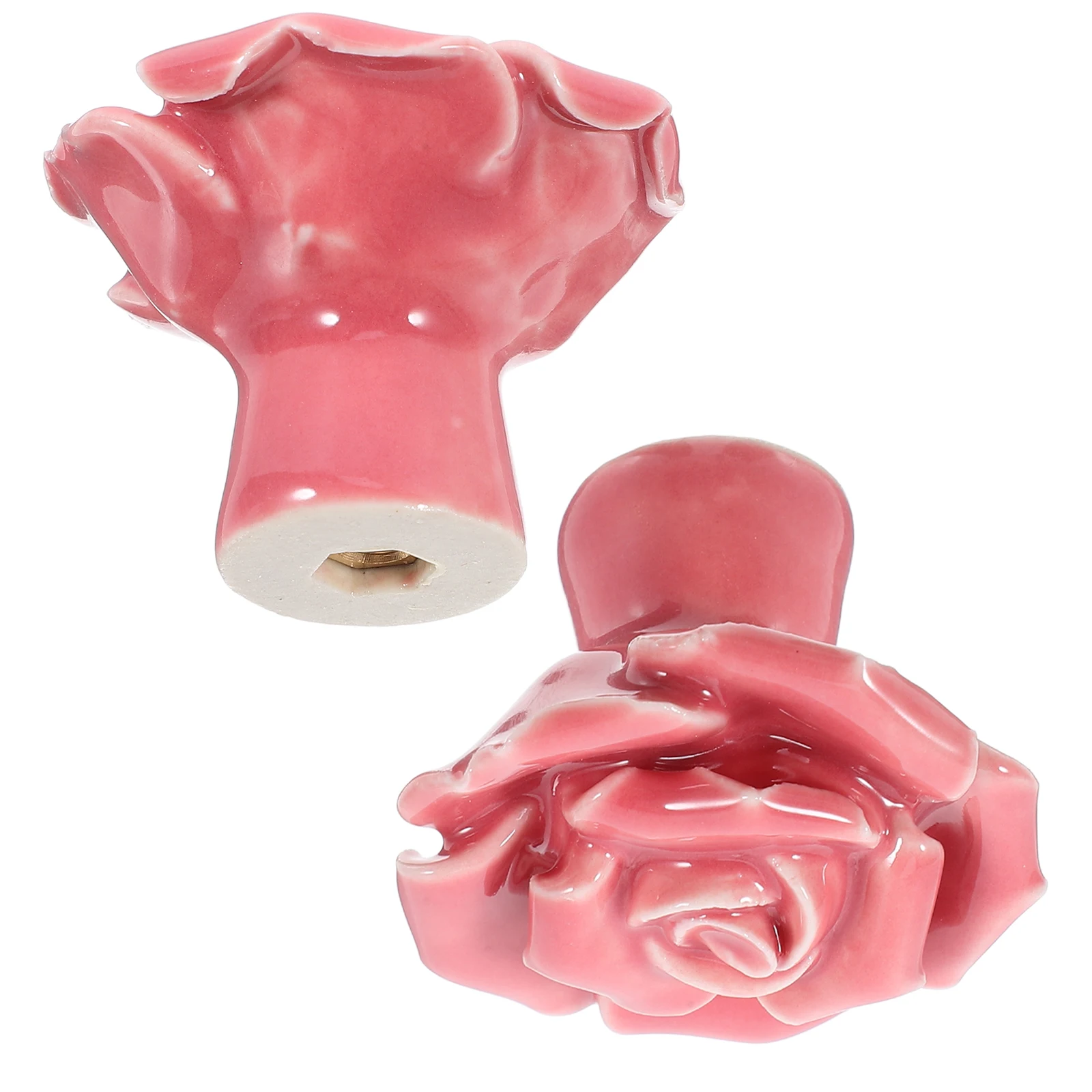 

2Pcs Stylish Rose Pattern Ceramic Drawer Pulls for Cupboard Wardrobe - Refresh Old Furniture Modern Handle Replacement Set