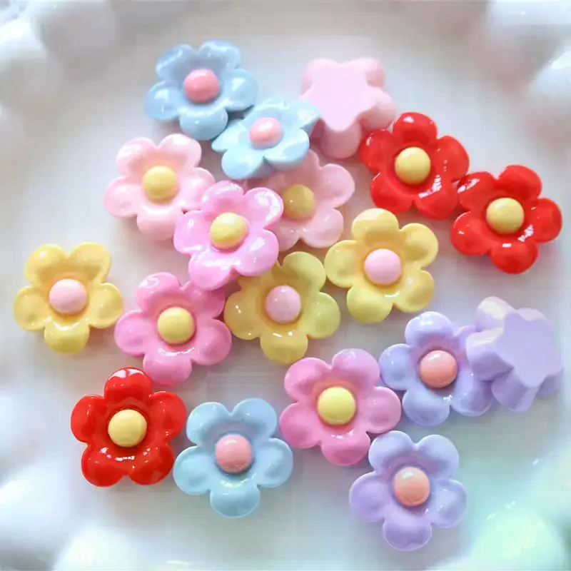 Shiny 22x22mm Flower Series Miniature Flat Back Resin: 10PCS Cabochons Hairpin Scrapbooking DIY Home Decor