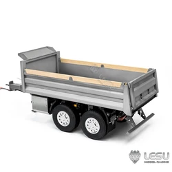 LESU RC 1/14 Hydrauliczne podnoszenie Pełne zestawy przyczep Metalowy niepomalowany model 2 osie ze światłami do samodzielnego wywrotki Zabawka samochodowa TH23103