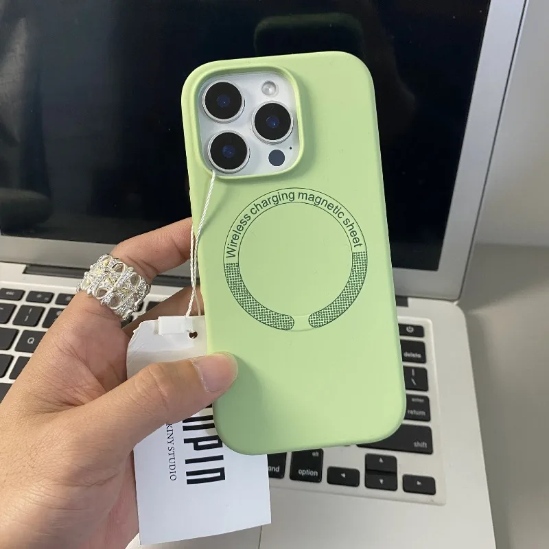 

Solid Color Silicone Liquid Suitable for iphone 16Promax Phone Case 15Pro Magnetic Suction 14 13 All Inclusive Protective Cover