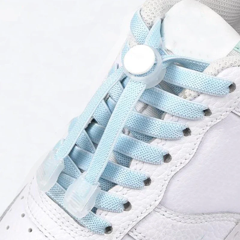 1Pair/3Pair NEW Flat Elastic Shoe Laces Round Snap Lock Shoelaces Without Ties Kids Adult Quick Shoelace Shoe Accessories