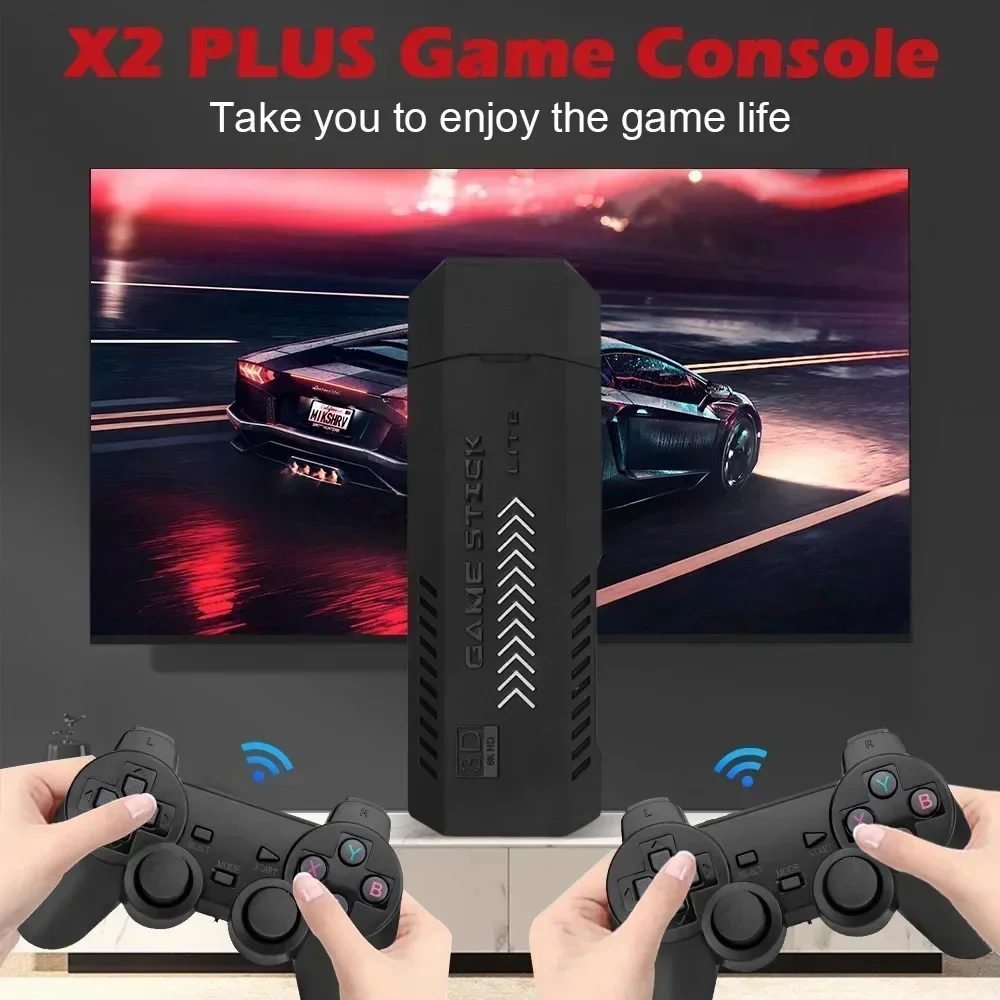 X2Plus Retro Game Stick 4K 3D HD TV Game Console Wireless Game Controller Emulator for PS1 N64 DC Available 128G 256G Version view 2