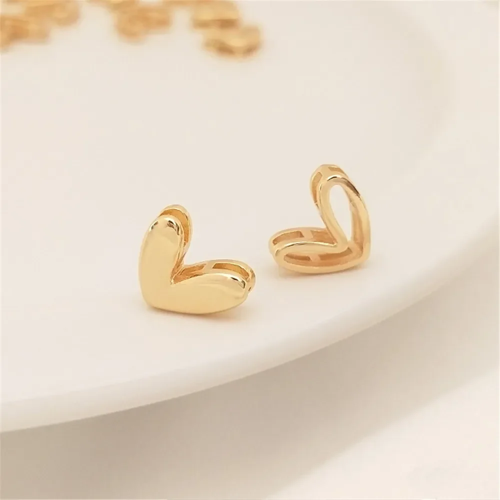 

14K Gold Plated Bright heart shape pendant hollow heart clavicle chain pendant DIY necklace ear hanging accessories