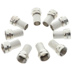 10Pcs 75-5 F Connector Screw On Type For RG6 Satellite TV Antenna Coax Cable Twist-on