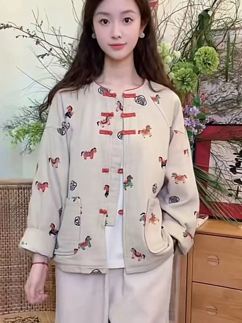 

Новый китайский двухслойный открытый кардиган Jaet с вышивкой, осенняя коллекция, 3D пошив, хлопковое женское пальто