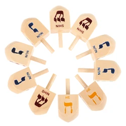 10 Pcs Wooden Spinning Dreidel Mini Hanukkah Party Supplies Decorations Travel Hobby Collectibles Wooden Crafts