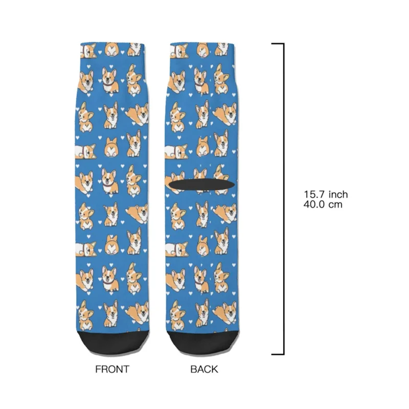 Calcetines divertidos Y2K Kawaii para hombre, Vintage, Corgi, perro, Animal, estilo callejero, novedad, regalo, patrón impreso