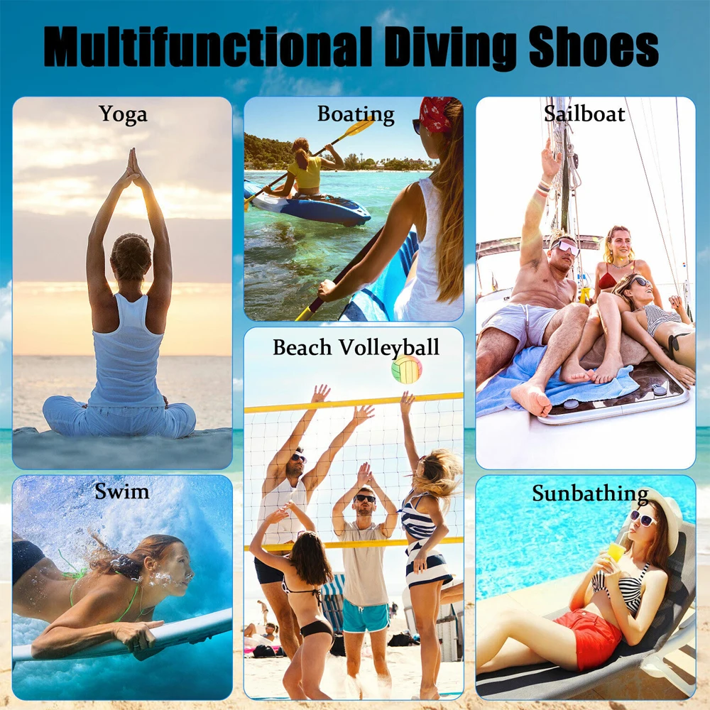 1 Paar Wasserschuhe für Herren und Damen, Barfuß, Strand, Pool-Schuhe, schnell trocknende Aqua-Yoga-Socken für Surfen, Schwimmen, Wassersport – Detail 8