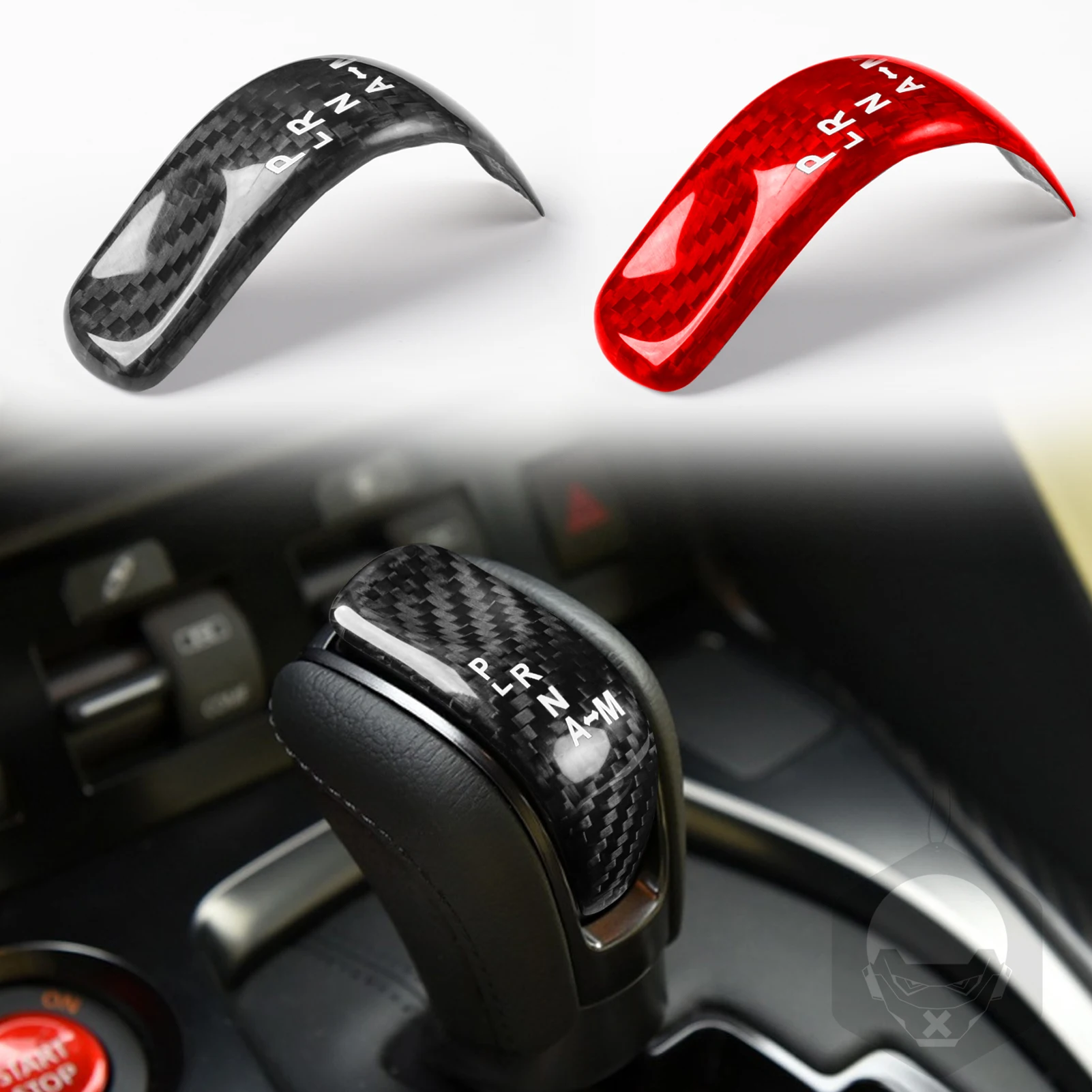 

For Nissan GTR R35 2017 2018 2019 2020 2021 2022 Carbon Fiber Red/Black Interior Gear Shift Head Knob Switch Button Cover Trim