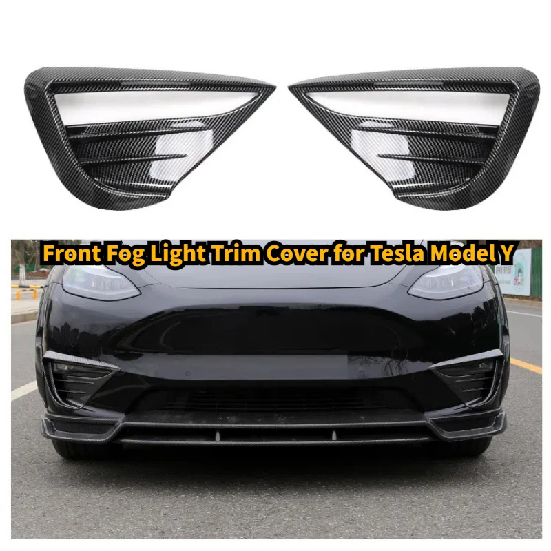 

Front Fog Light Trim Cover For Tesla Model Y Fog Lamp Spoiler Blade Trim Protective Cover Woof Tooth Wind Knife ABS Decoration