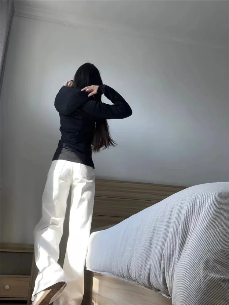 

Джинсы женские удлиненные с высокой талией, широкие, свободные, струящиеся, стройнящие, в пол, прямого кроя, осенне-зимние