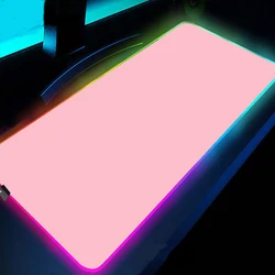 Pink Mousepad Rgb Monochrome Background Gaming Mouse Pad with Backlight LED Laptop Gamer Keyboard Gaming Accessories Desk Mat Pc