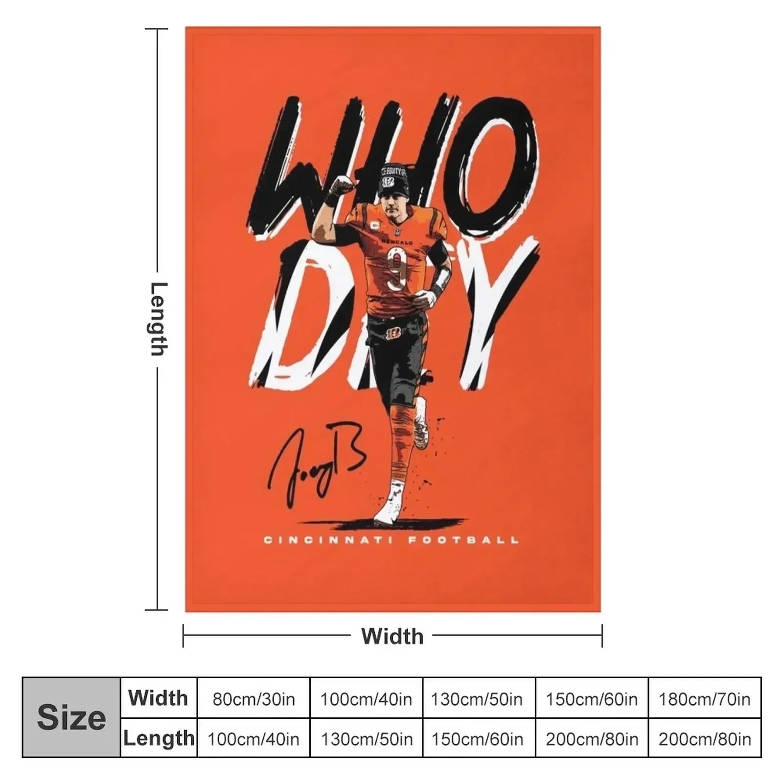 Who Dey Burrow Cincinnati American Football Throw Blanket Bed covers Loose Blankets