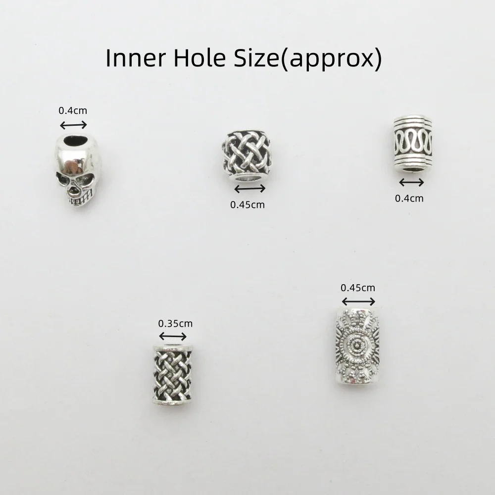 10pcs Skull Helmet Viking small Hole Beads Hair Braid Dreadlock Beard Bead Pendant DIY Necklace For Jewelry Accessory