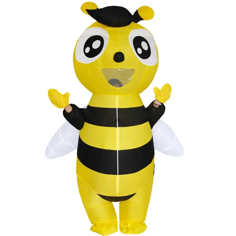 Adult Halloween Christmas Bumble Bee Cosplay Inflatable Suit Insect Air Blow Dress Up Clothes Full Body Carnival Mascot Costume