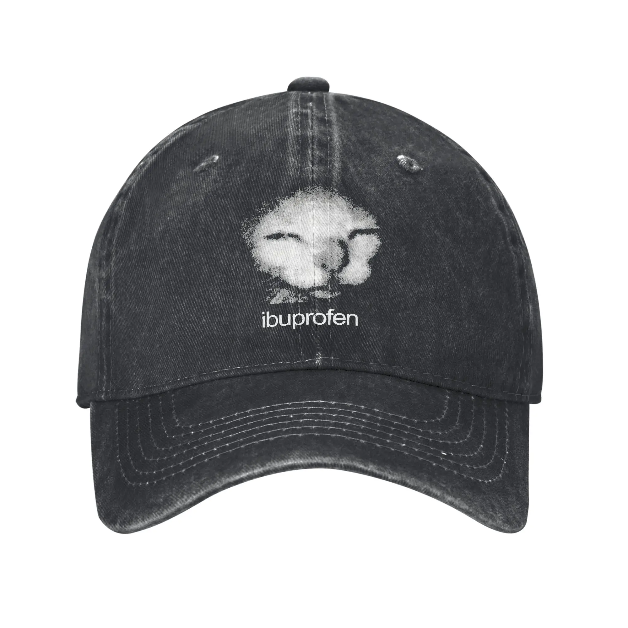 Summer Funny Ibuprofen Cat Meme with Cringe Ugly Feline Face Baseball Cap Sun  Wholesale Print Washed Trucker Hat Tennis Caps