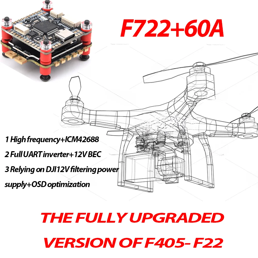 

F7 F722 / F4 F405 Flight Control 3-6S & 60A 4IN1 ESC Stack For Mark4 APEX XL 5inch 7inch 8inch 9inch 10inch FPV Frame Drone