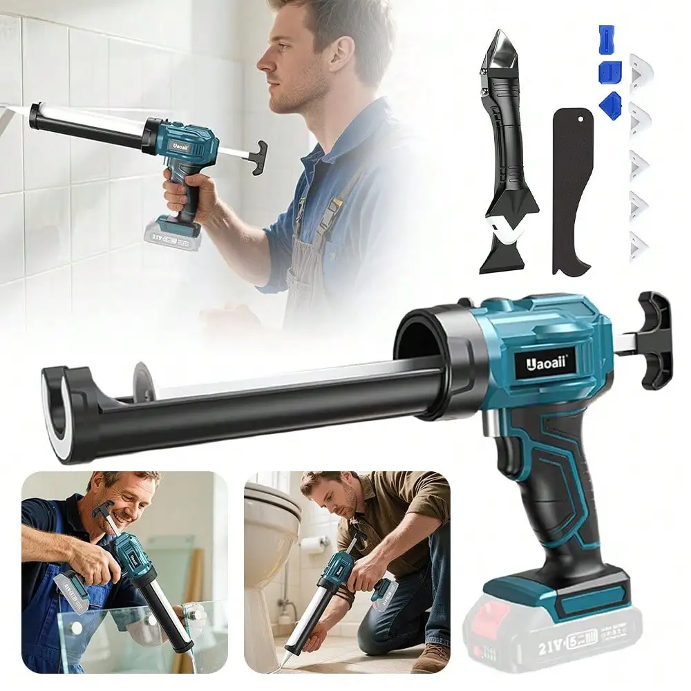Pistolet à calfeutrer sans fil compatible avec les batteries Makita 18V, distributeur motorisé à 4 vitesses avec lumière LED, adapté aux cartouches de 300 ml – idéal pour l'étanchéité des fenêtres, le jointement des carreaux et les projets d'amélioration de l'habitat (batteries non incluses).