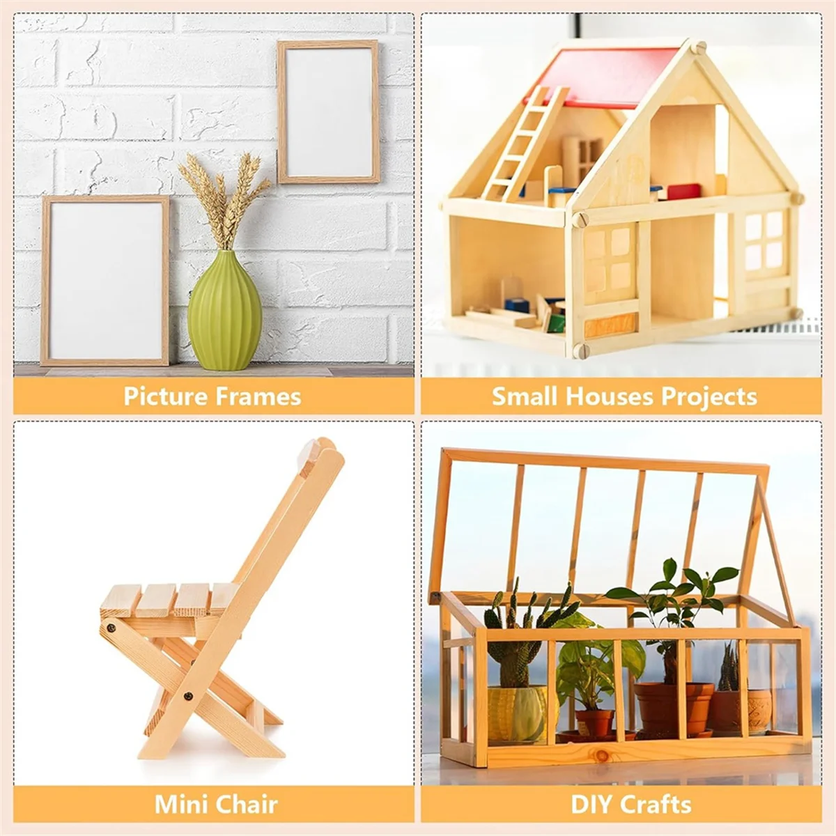 ABJZ 70 шт. 1/2 дюйма X 12 дюймов палочки из бальзы, квадратные деревянные дюбеля, незавершенные полоски из бальзы, деревянные палочки для поделок