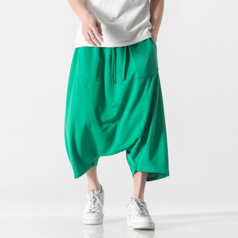 Men Summer Harem Shorts Style Drop Crotch Chinese Nepal Ethnic Travel Club Casual Relax Leisure Shorts Male Sexi Trendy Shorts