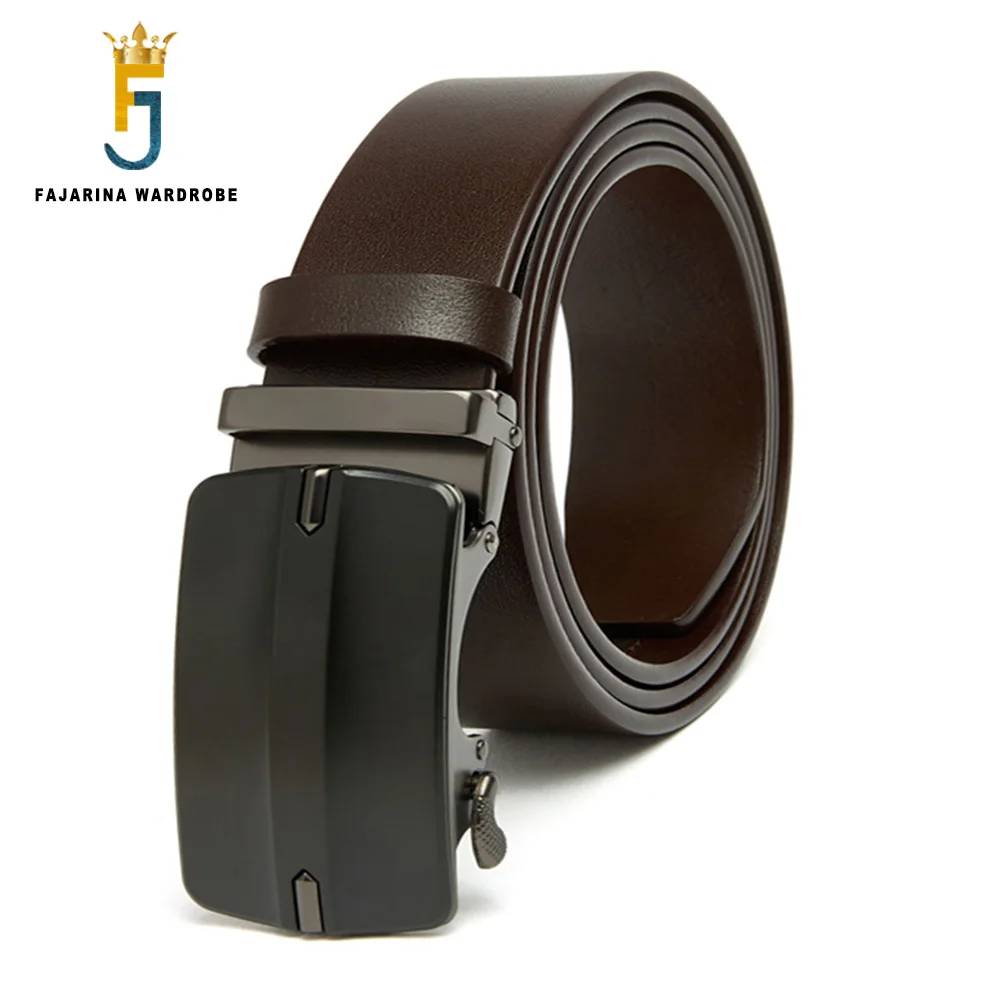 

FAJARINA New Design Top Quality Cow Genuine Formal Automatic Buckle Men 3.5cm Width Men's Solid Cowskin Leather Belts Styles