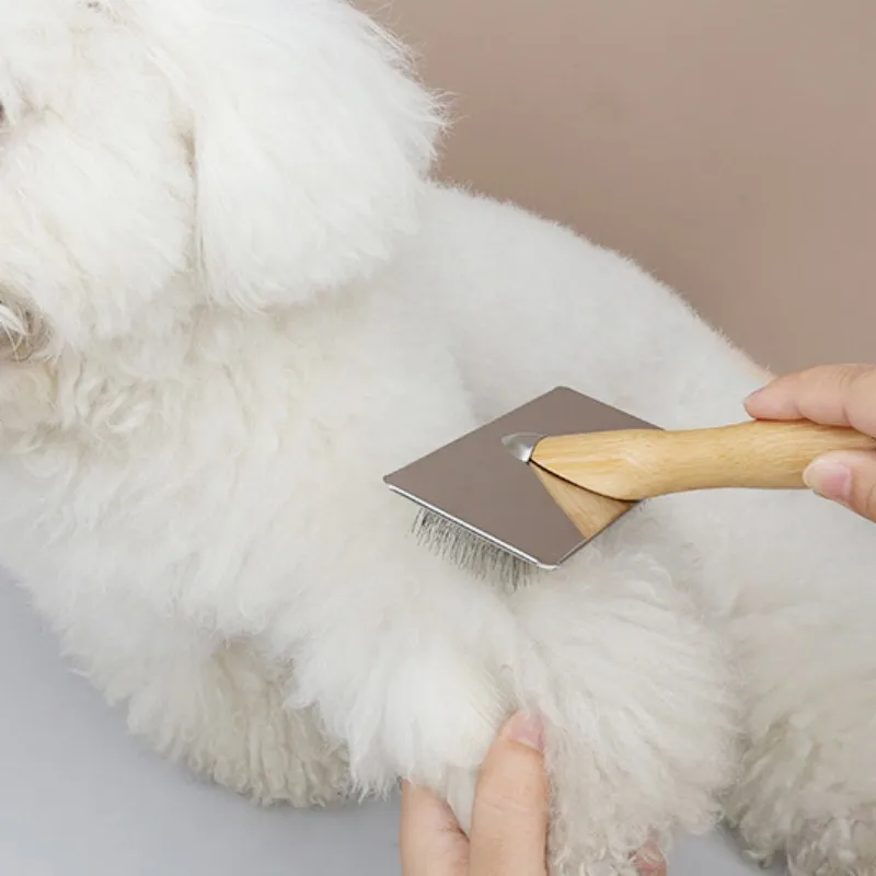 Pente De Cão De Aço Inoxidável, Madeira Maciça, Removedor De Cabelo Pet, Massagem De Gato, Grooming Pentes, Abertura Do Nó Do Cabelo