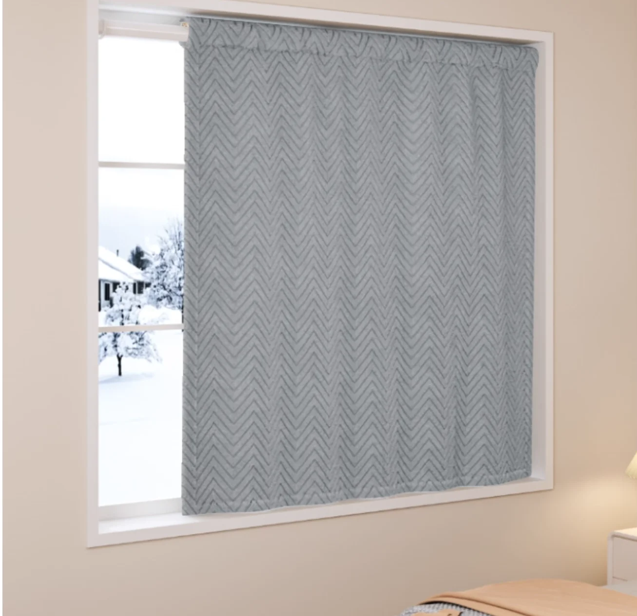 1Pcs  Winter Windproof Thermal Curtains: Thick, Cold-Resistant, Herringbone Insulated Curtains for Bedroom Windows