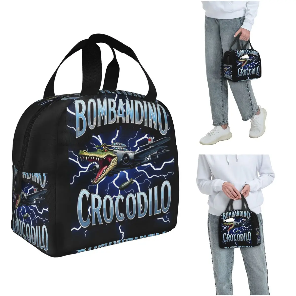 

Bombardino Crocodilo Funny Meme Insulated Lunch Bag for Kids School Cooler Thermal Food Box Tote Leakproof Lunch Boxes Container
