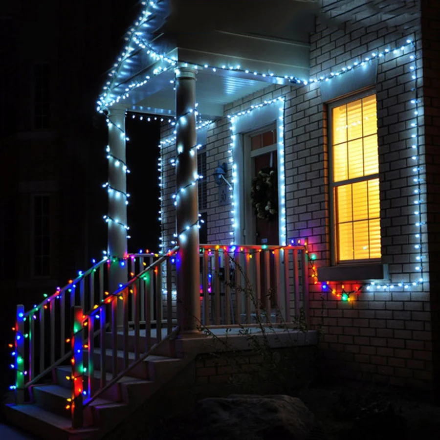 Guirnalda de luces alimentada por energía Solar LED para exteriores, resistente al agua, 7M, 12M, 22M, 8 modos, guirnalda de luces navideñas para