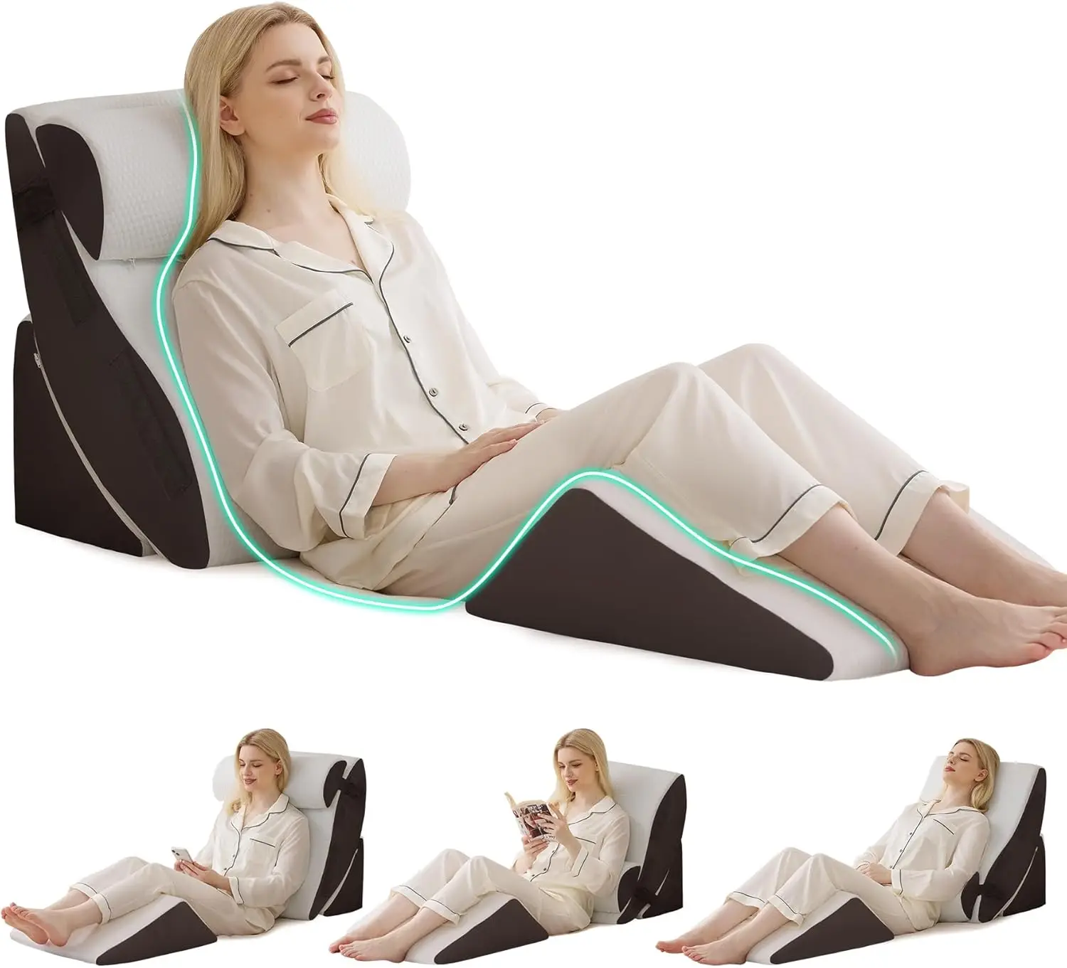 

Набор ортопедических клиновых подушек из 4 предметов для облегчения боли в спине, кислотного рефлюкса, храпа, регулируемой поддержки после операции