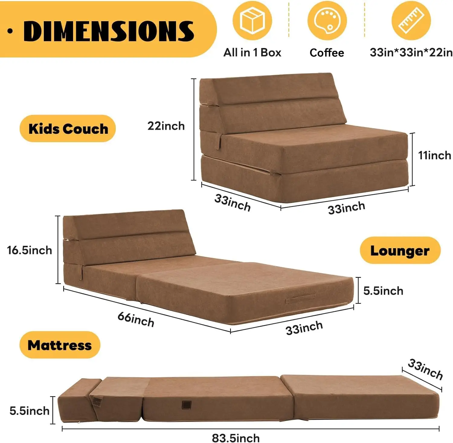 jela Sofa Bed Foldable Mattress Luxury Miss Fabric, Folding Sleeper Sofa Chair Bed Floor Mattress Floor Couch, Fold Out Couch Fu