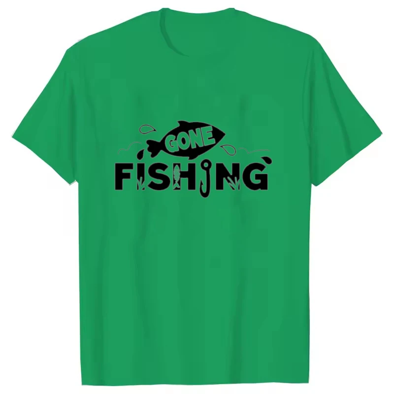 New Funny Gone Fishjng Print T Shirt Short Sleeve O Neck Loose Men Women Summer Cool Tshirt Unisex Tee Shirt Tops Kawaii Clothes