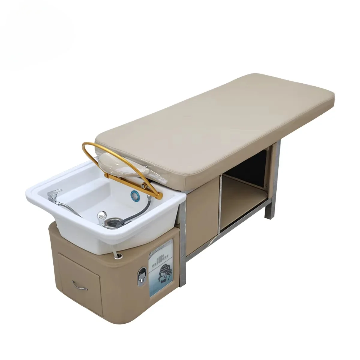 Professional hair washing massage table shampoo bowl bed spa heated head water therapy pedicure bed shampoo bed with steamer