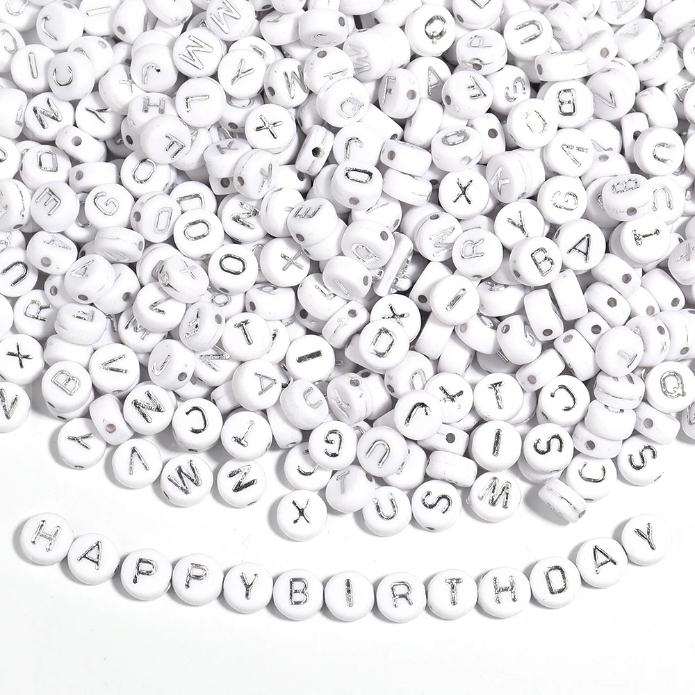 100 teile/los 7mm Acryl Buchstaben Perlen Flache Runde Alphabet Lose Spacer Perlen Für DIY Schmuck Machen Halskette Armbänder Zubehör