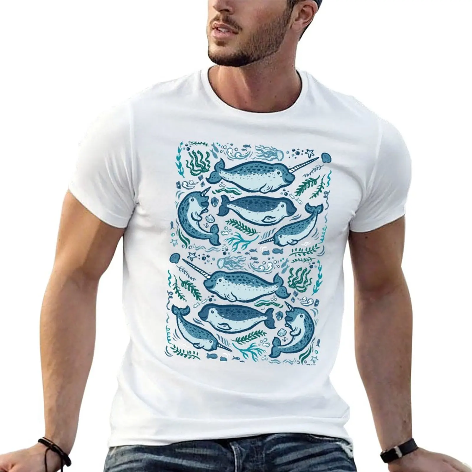 Narwhal family T-Shirt croswit shirt man cute tops funny t shirts for men