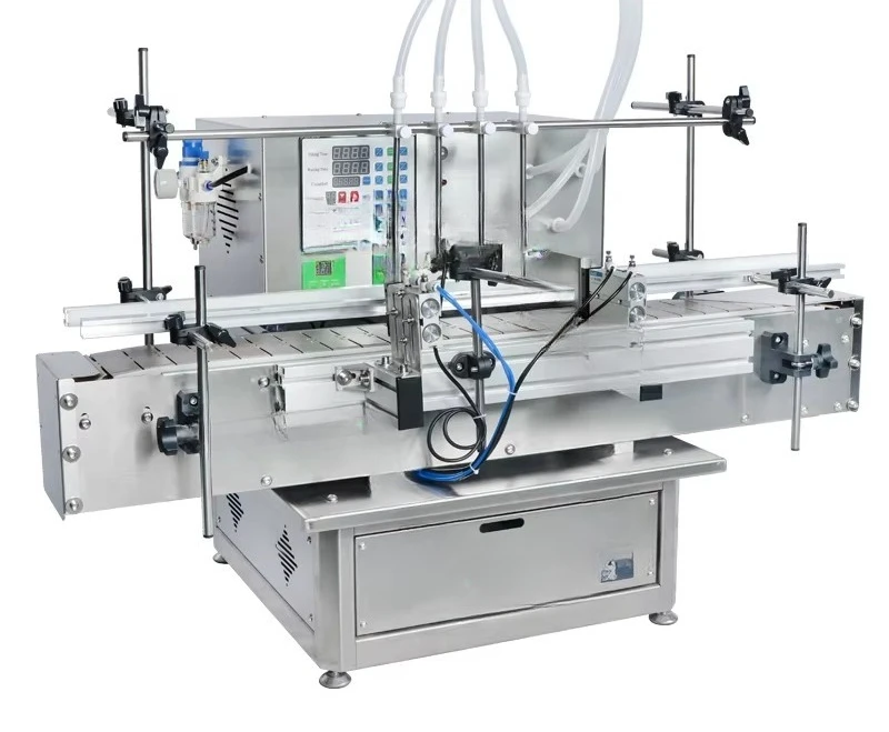 ZOESUN ZS-DTDP-4P Chemical Small Scale Glass Bottle Diaphragm Pump Liquid Automatic Milk Vial Filling Machine 4 Nozzles