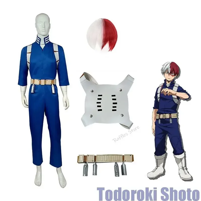 

Anime My Hero Academia Boku no Hero Academia Todoroki Shoto girls Women Cosplay Costume Top Pants Belt Halloween Wig XS-XXXL