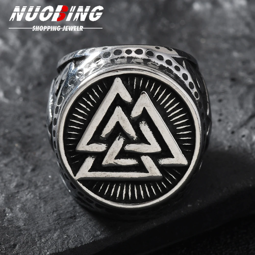 

Nordic Celtic Knot Symbol Viking Stainless Steel Ring Ethnic Belief Nordic Odin Rune Wolf Men and Women Amulet Jewelry