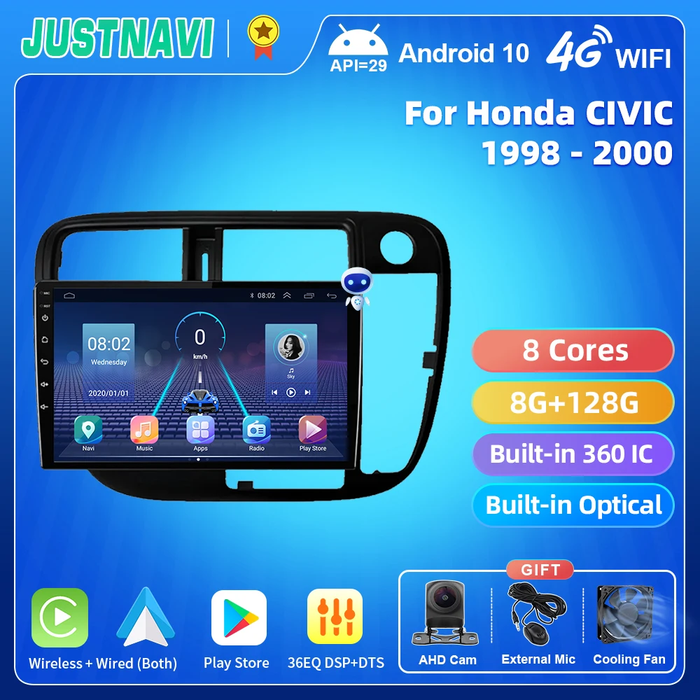 

JUSTNAVI QT5 Android Car Radio Multimedia Video Player For Honda CIVIC 1998 1999 2000 Stereo Autoradio Carplay 2DIN Headunit DSP