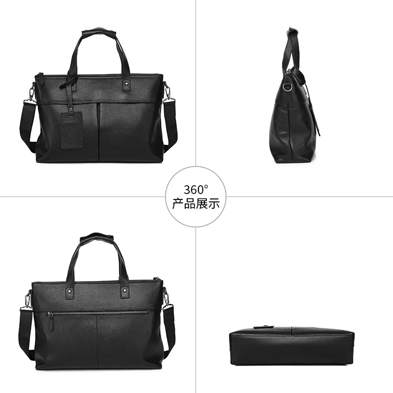 حقيبة يد بكتف واحد للرجال 2025 جديد مكتب السفر ركاب حقيبة رجالية فاخرة حقيبة جلدية أصلية حافظة أعمال موجزة #6