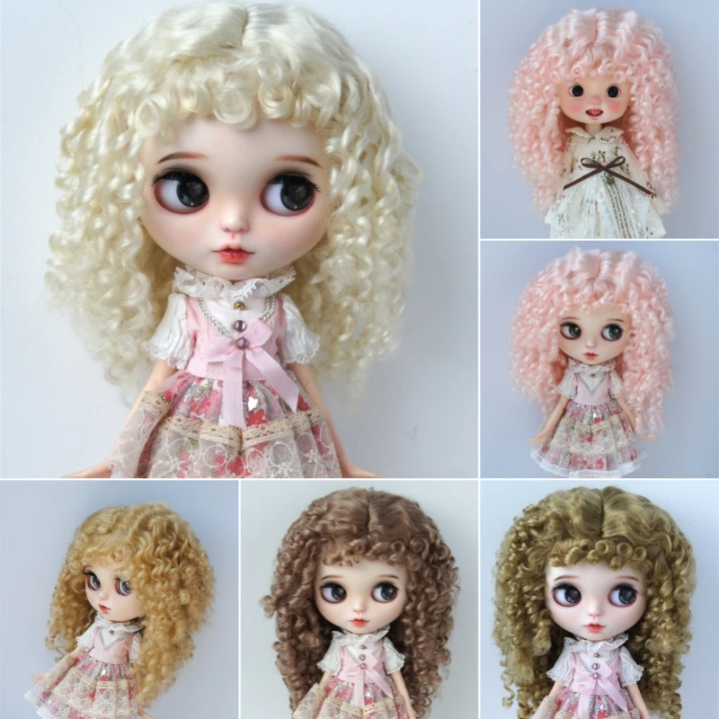 

100% Combed Mohair Doll Wigs D28002 9-10inch 10-11inch Extremrly Long curly BJD Hair Qbaby Pullip Blythes Doll Accessories